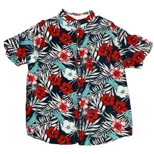 Fifth Sun Mens Hawaiian Hibiscus Button Up Tropical Shirt size Large